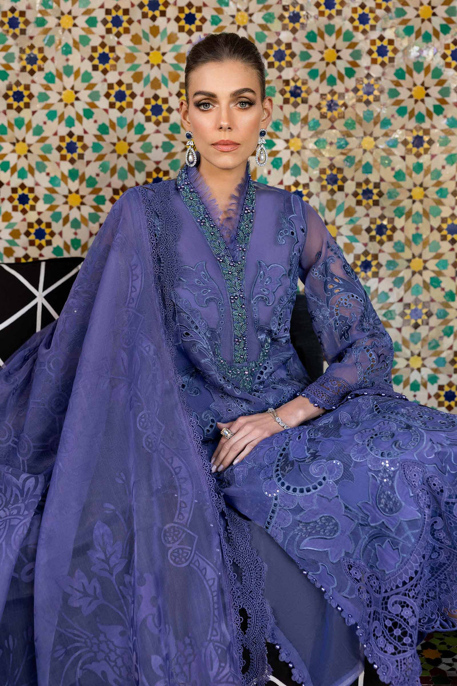 Buy from khaslibaas mariab | Voyage a’Luxe Luxury Lawn '25 - 3 piece unstitched embroidered lawn suit for women ( D-06B).choose good quality brands like Maria b Sobia Nazir Various Pakistani branded dresses summer fabric, elegant design, perfect for casual & formal wear.delivery available in UK, USA,Australia, Canada, UAE, Dubai and other countries... 