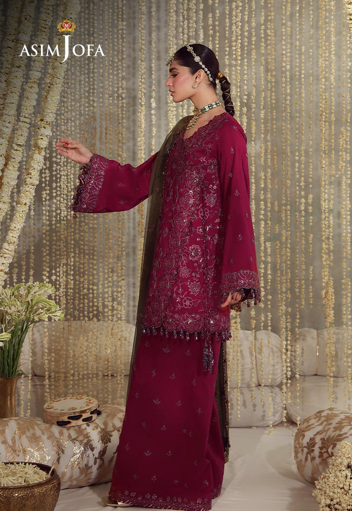 Buy asim jofa AJULFE-06 Embroidered  Suit 3 Pcs Unstitched | Women Summer Dress 2026.choose good quality brands like Maria b zainab Chottani, Hussain Rehar etc... Various Pakistani branded dresses summer fabric, elegant design, perfect for casual & formal wear also shop eid collections from khaslibaas .delivery available in UK, USA, Canada, UAE, Dubai and other countries... 