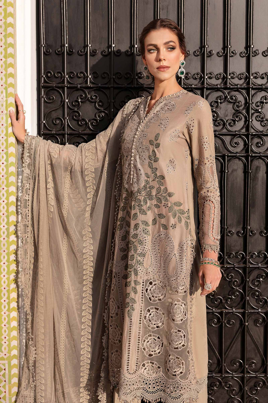 Buy from khaslibaas mariab | Voyage a’Luxe Luxury Lawn '25 - 3 piece unstitched embroidered lawn suit for women ( D-3A).choose good quality brands like Maria b Sobia Nazir Various Pakistani branded dresses summer fabric, elegant design, perfect for casual & formal wear.delivery available in UK, USA,Australia, Canada, UAE, Dubai and other countries... 