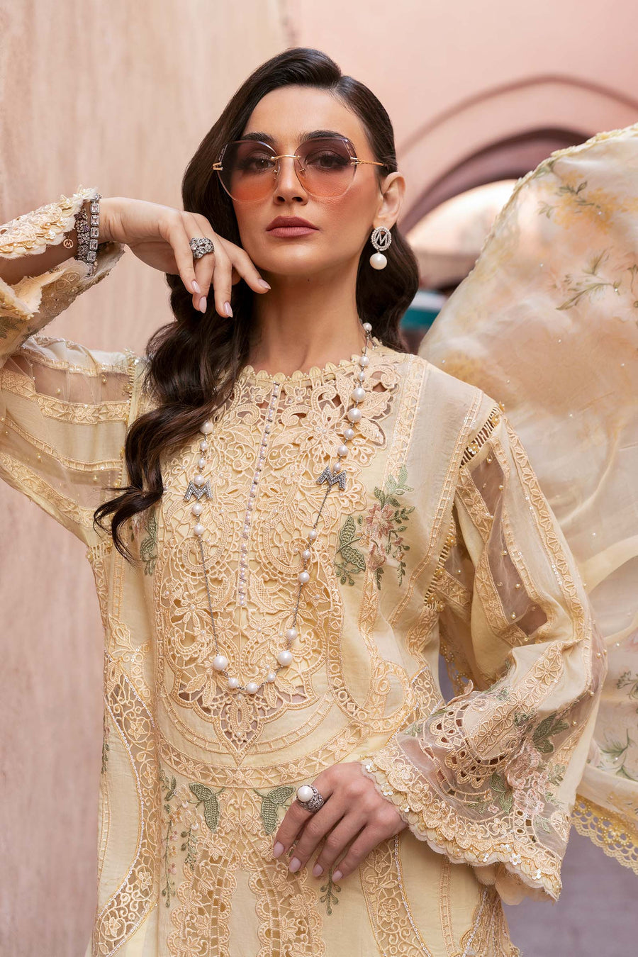 Buy from khaslibaas mariab | Voyage a’Luxe Luxury Lawn '25 - 3 piece unstitched embroidered lawn suit for women ( D-09A).choose good quality brands like Maria b Sobia Nazir Various Pakistani branded dresses summer fabric, elegant design, perfect for casual & formal wear.delivery available in UK, USA,Australia, Canada, UAE, Dubai and other countries... 