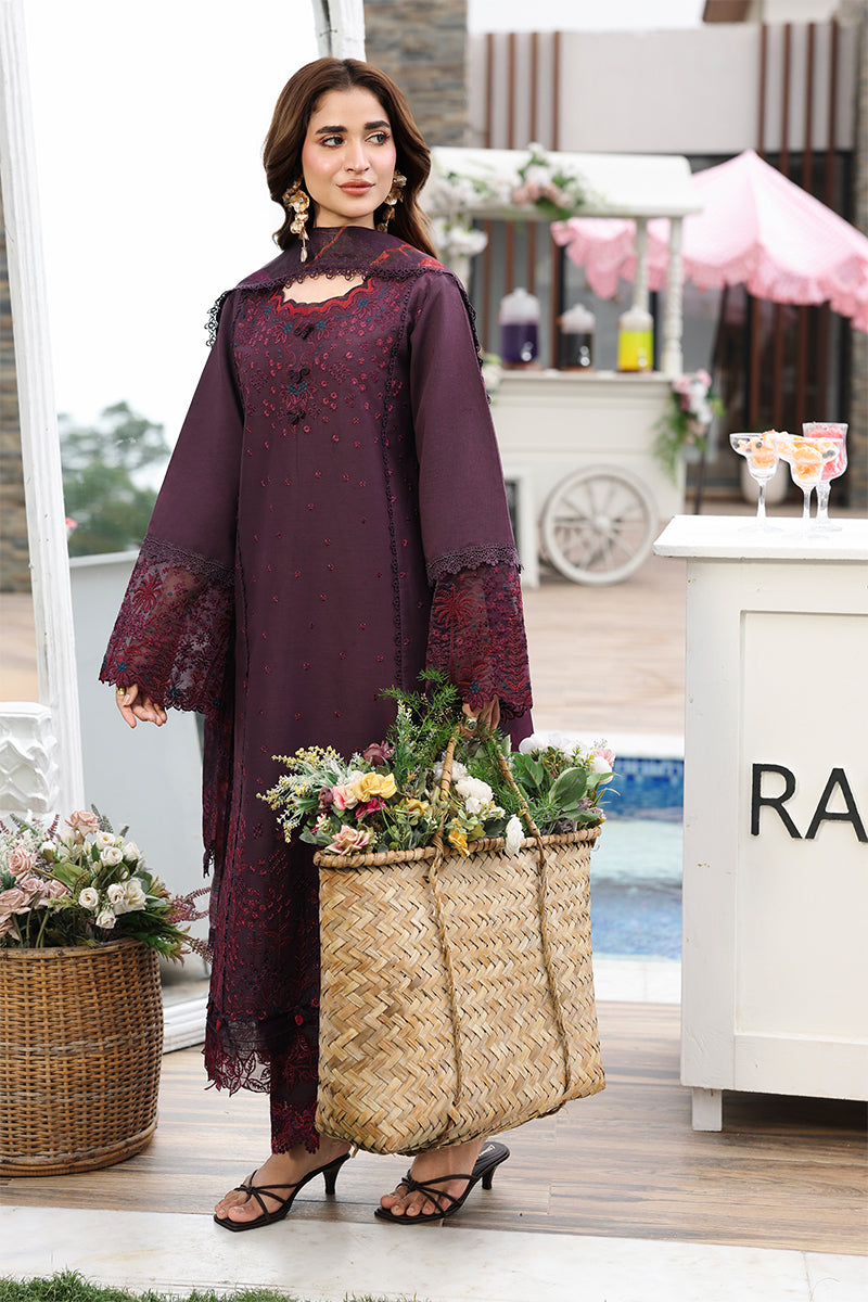 Buy from khaslibaas RANG RASIYA | Florence Luxury Festive Edit 'Arezou - 3 piece unstitched embroidered Festive suit for women .choose good quality brands like Maria b Sobia Nazir Various Pakistani branded dresses summer fabric, elegant design, perfect for casual & formal wear.delivery available in UK, USA,Australia, Canada, UAE, Dubai and other countries... 