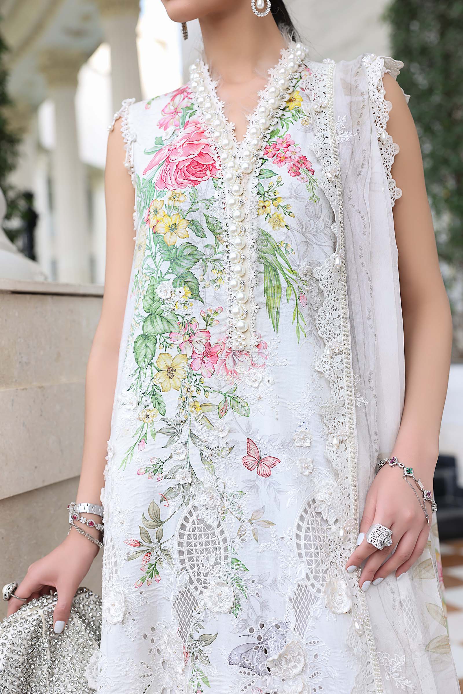 Buy from khaslibaas mariab Luxury lawn Eid II - 3 piece unstitched embroidered lawn suit for women ( D-03).choose good quality brands like Maria b Sobia Nazir Various Pakistani branded dresses summer fabric, elegant design, perfect for casual & formal wear.delivery available in UK, USA,Australia, Canada, UAE, Dubai and other countries... 