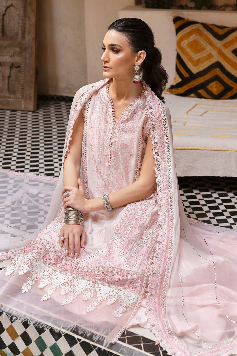 Buy from khaslibaas mariab | Voyage a’Luxe Luxury Lawn '25 - 3 piece unstitched embroidered lawn suit for women ( D-11A).choose good quality brands like Maria b Sobia Nazir Various Pakistani branded dresses summer fabric, elegant design, perfect for casual & formal wear.delivery available in UK, USA,Australia, Canada, UAE, Dubai and other countries... 