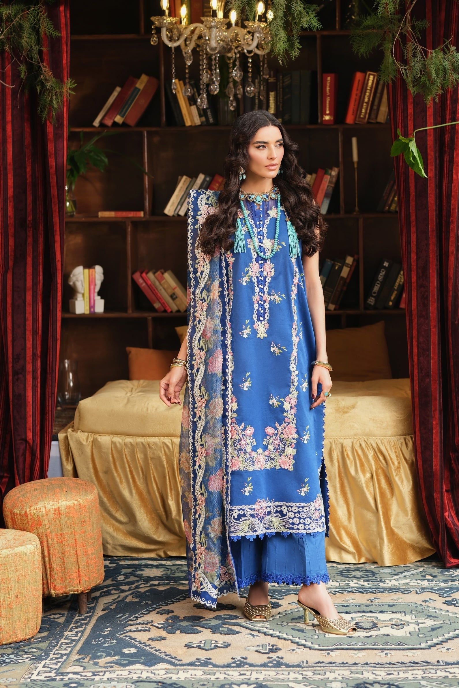 Buy from khaslibaas | Maryam Hussain Luxury Lawn '26 | 3 piece unstitched embroidered lawn suit for women (Skye).choose good quality brands like Maria b, Sobia Nazir zainab Chottani Various Pakistani branded dresses summer fabric, elegant design, perfect for casual & formal wear.delivery available in UK, USA, Canada, UAE, Dubai and other countries... 