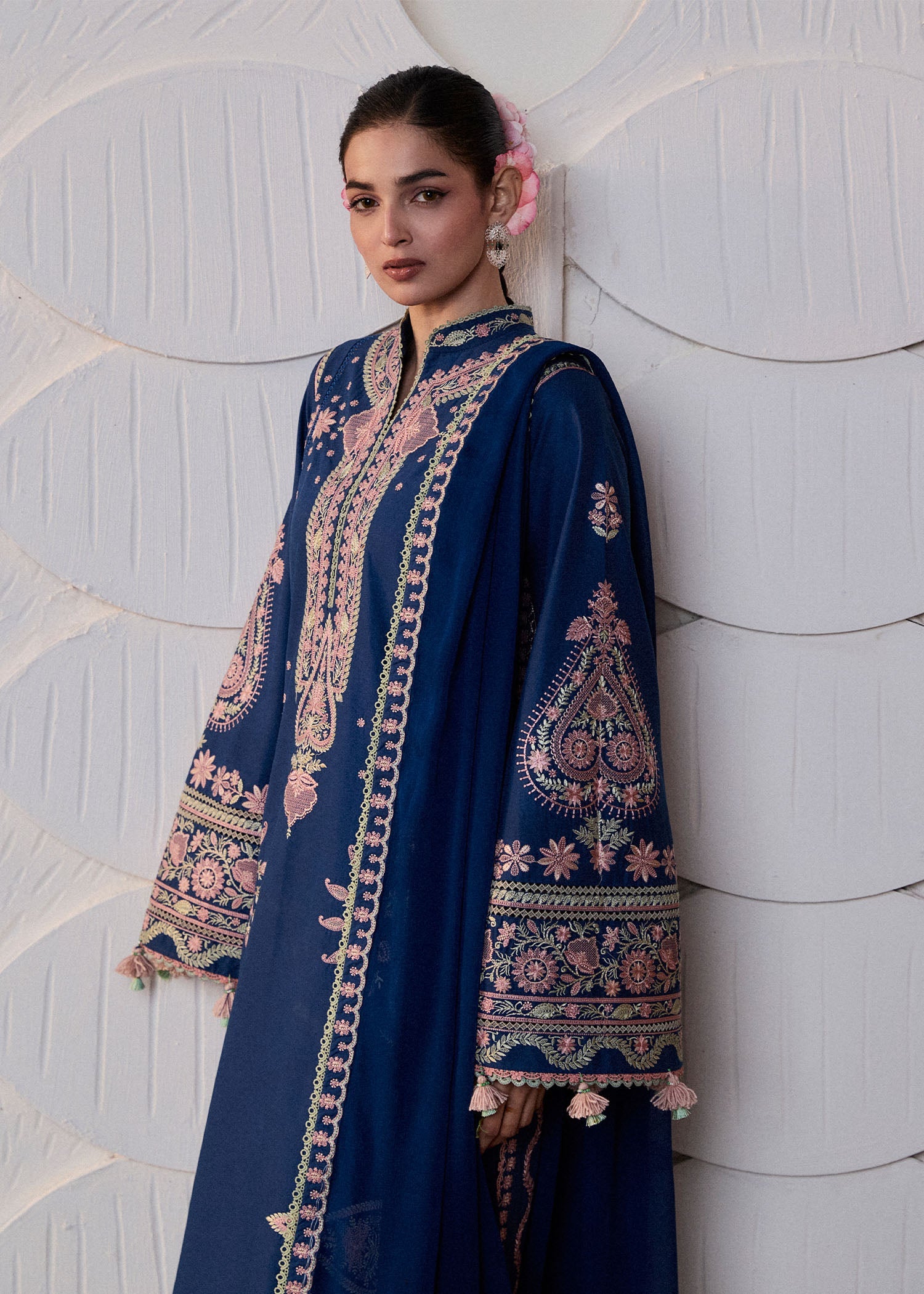 Buy from khaslibaas | Hussain Rehar Zan ss26 | 3 piece unstitched embroidered lawn suit for women (Abi).choose good quality brands like Maria b, Sobia Nazir zainab Chottani Various Pakistani branded dresses summer fabric, elegant design, perfect for casual & formal wear.delivery available in UK, USA, Canada, UAE, Dubai and other countries... 
