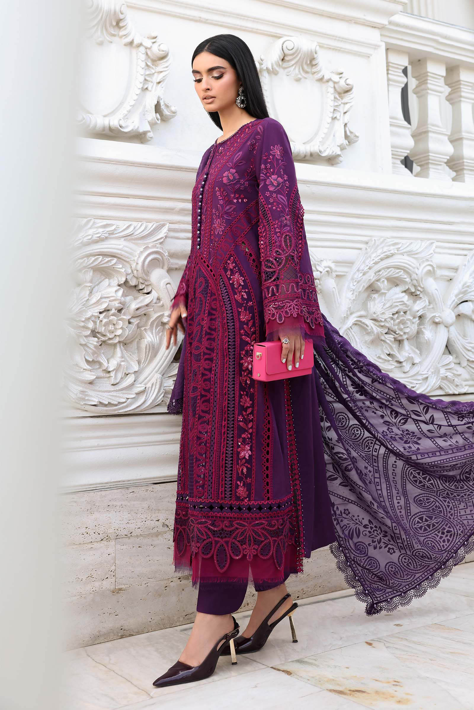 Buy from khaslibaas mariab Luxury lawn Eid II - 3 piece unstitched embroidered lawn suit for women ( D-14).choose good quality brands like Maria b Sobia Nazir Various Pakistani branded dresses summer fabric, elegant design, perfect for casual & formal wear.delivery available in UK, USA,Australia, Canada, UAE, Dubai and other countries... 