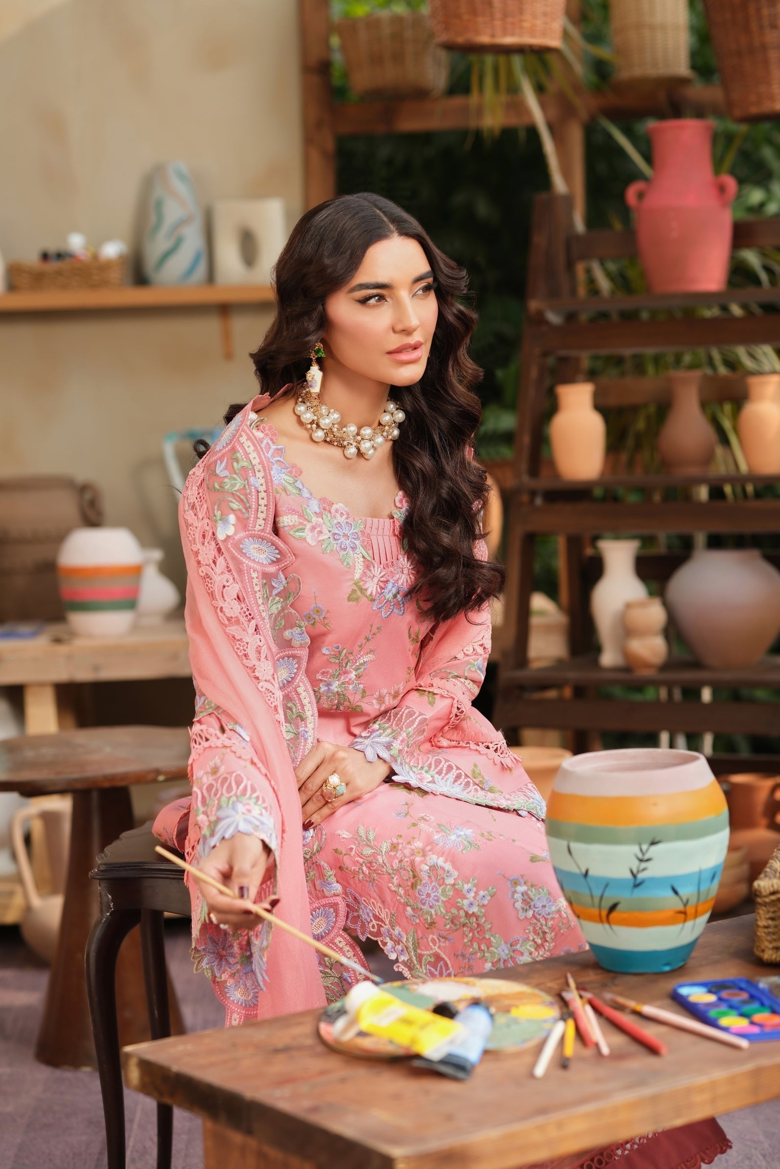 Buy from khaslibaas | Maryam Hussain Luxury Lawn '26 | 3 piece unstitched embroidered lawn suit for women (Dimple).choose good quality brands like Maria b, Sobia Nazir zainab Chottani Various Pakistani branded dresses summer fabric, elegant design, perfect for casual & formal wear.delivery available in UK, USA, Canada, UAE, Dubai and other countries... 