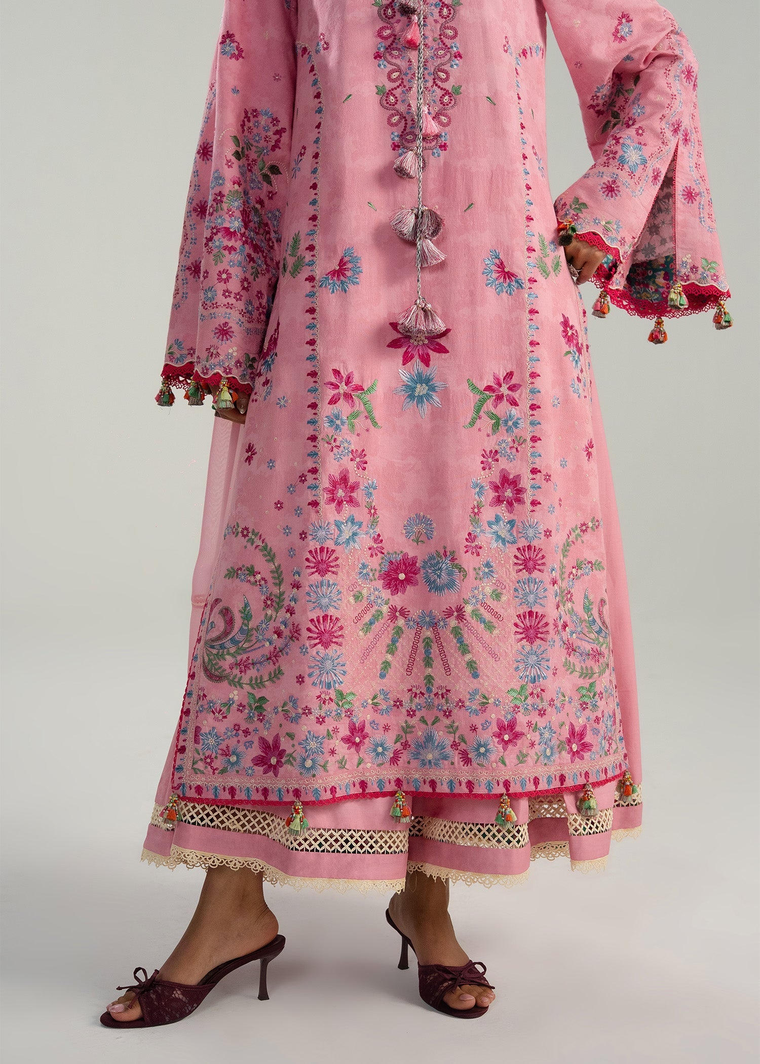 Buy from khaslibaas | Hussain Rehar Zan ss26 | 3 piece unstitched embroidered lawn suit for women (Pembe).choose good quality brands like Maria b, Sobia Nazir zainab Chottani Various Pakistani branded dresses summer fabric, elegant design, perfect for casual & formal wear.delivery available in UK, USA, Canada, UAE, Dubai and other countries... 