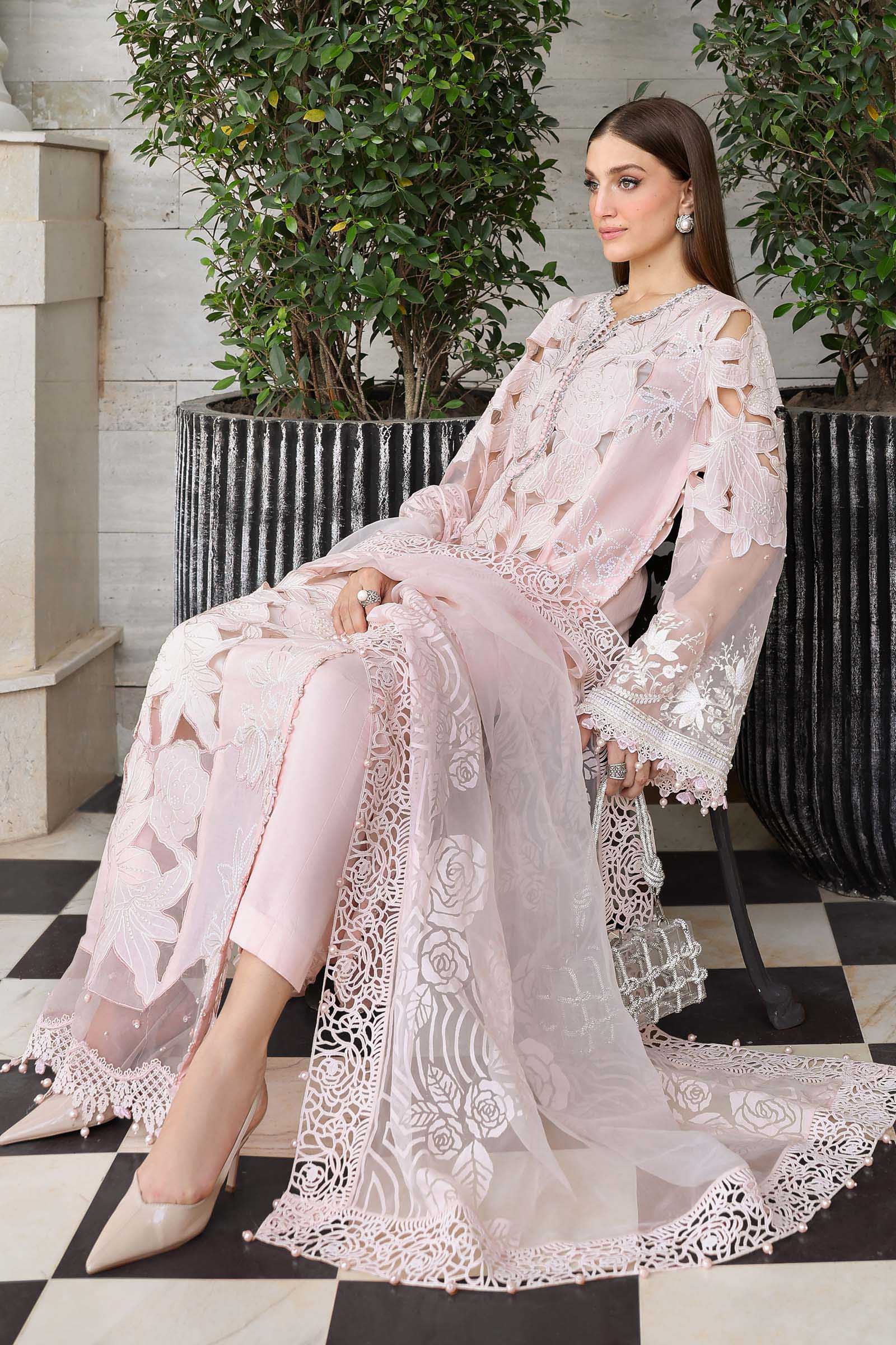 Buy from khaslibaas mariab Luxury lawn Eid II - 3 piece unstitched embroidered lawn suit for women ( D-02).choose good quality brands like Maria b Sobia Nazir Various Pakistani branded dresses summer fabric, elegant design, perfect for casual & formal wear.delivery available in UK, USA,Australia, Canada, UAE, Dubai and other countries... 