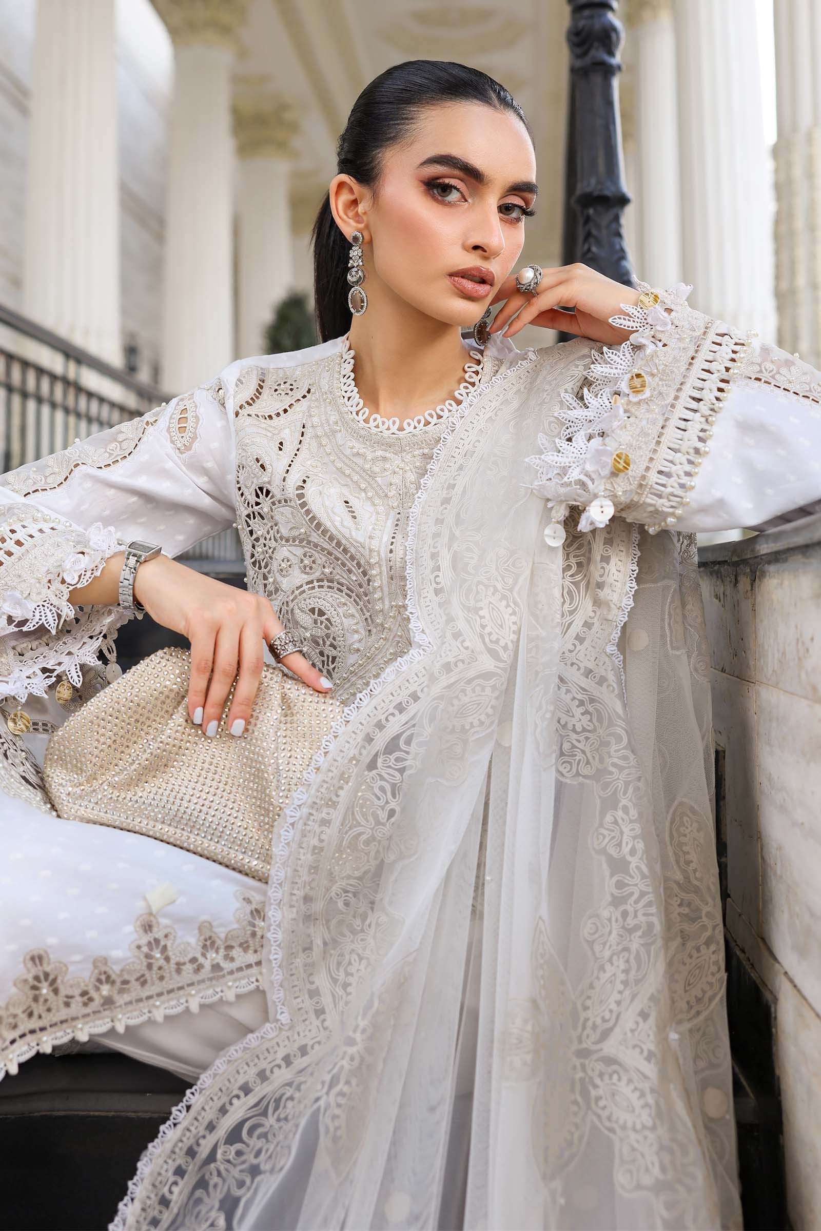Buy from khaslibaas mariab Luxury lawn Eid II - 3 piece unstitched embroidered lawn suit for women ( D-01).choose good quality brands like Maria b Sobia Nazir Various Pakistani branded dresses summer fabric, elegant design, perfect for casual & formal wear.delivery available in UK, USA,Australia, Canada, UAE, Dubai and other countries... 