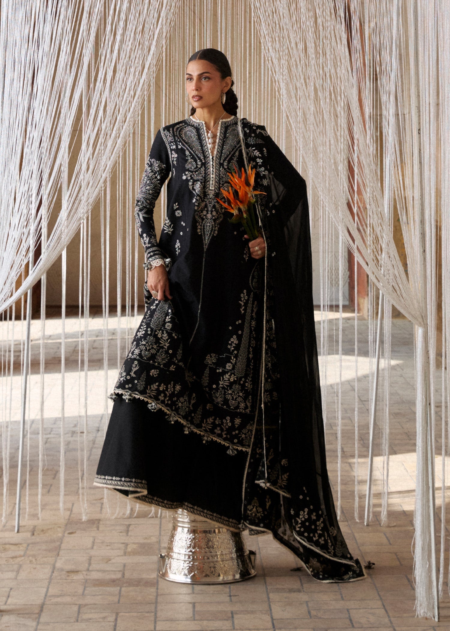 Buy from khaslibaas | Hussain Rehar Zan ss26 | 3 piece unstitched embroidered lawn suit for women (Meshki).choose good quality brands like Maria b, Sobia Nazir zainab Chottani Various Pakistani branded dresses summer fabric, elegant design, perfect for casual & formal wear.delivery available in UK, USA, Canada, UAE, Dubai and other countries... 