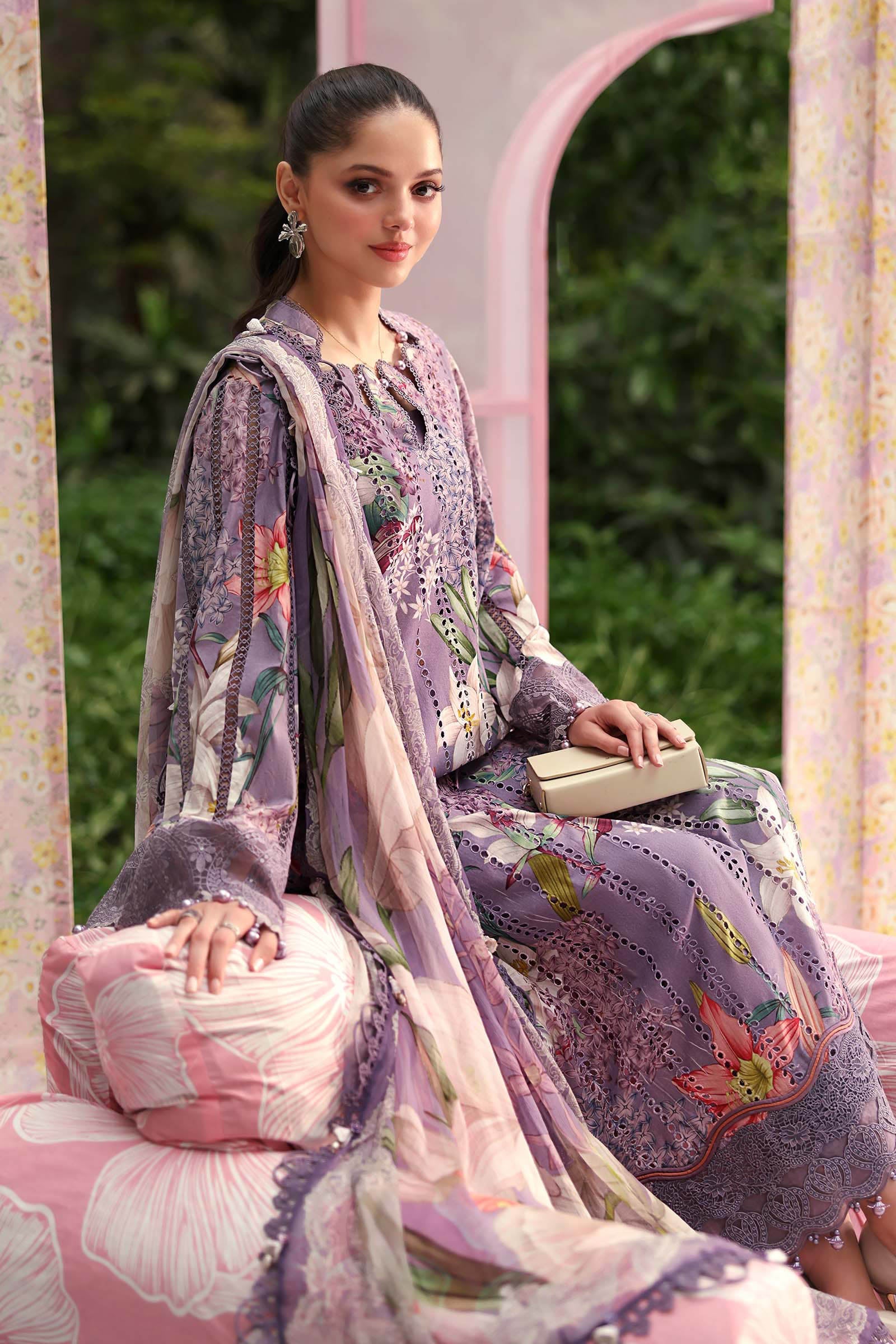 Buy from khaslibaas mariab premium 3 piece unstitched embroidered lawn suit for women (MPT-3006-B).choose good quality brands like Maria b Sobia Nazir Various Pakistani branded dresses summer fabric, elegant design, perfect for casual & formal wear.delivery available in UK, USA, Canada, UAE, Dubai and other countries... 