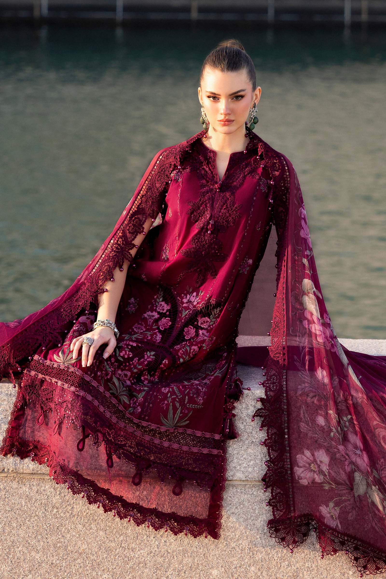 Buy from khaslibaas mariab Luxury 3 piece unstitched embroidered lawn suit for women ( D-2611-B).choose good quality brands like Maria b Sobia Nazir Various Pakistani branded dresses summer fabric, elegant design, perfect for casual & formal wear.delivery available in UK, USA,Australia, Canada, UAE, Dubai and other countries... 