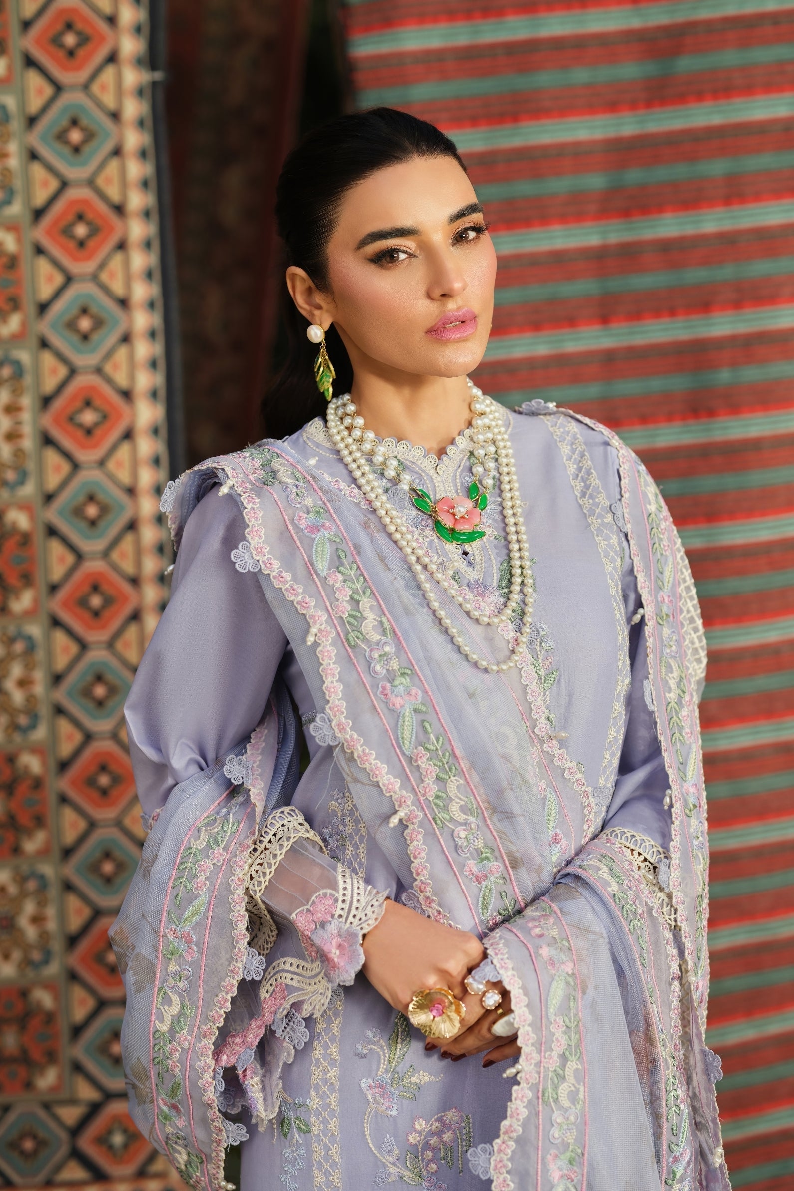 Buy from khaslibaas | Maryam Hussain Luxury Lawn '26 | 3 piece unstitched embroidered lawn suit for women (Jasmine).choose good quality brands like Maria b, Sobia Nazir zainab Chottani Various Pakistani branded dresses summer fabric, elegant design, perfect for casual & formal wear.delivery available in UK, USA, Canada, UAE, Dubai and other 