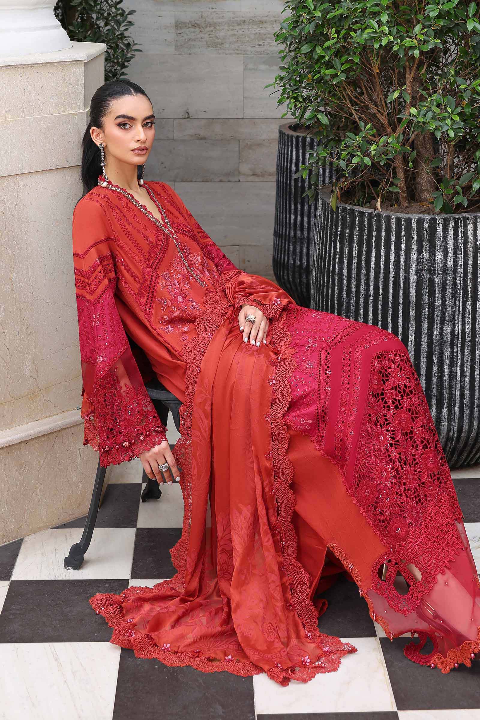 Buy from khaslibaas mariab Luxury lawn Eid II - 3 piece unstitched embroidered lawn suit for women ( D-13).choose good quality brands like Maria b Sobia Nazir Various Pakistani branded dresses summer fabric, elegant design, perfect for casual & formal wear.delivery available in UK, USA,Australia, Canada, UAE, Dubai and other countries... 