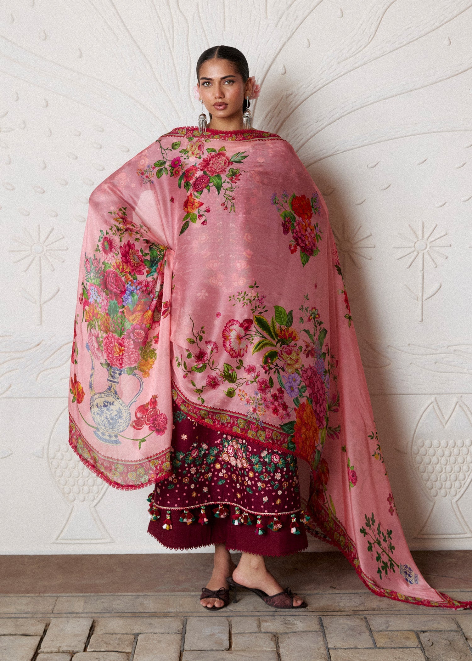 Buy from khaslibaas | Hussain Rehar Zan ss26 | 3 piece unstitched embroidered lawn suit for women (Kestane).choose good quality brands like Maria b, Sobia Nazir zainab Chottani Various Pakistani branded dresses summer fabric, elegant design, perfect for casual & formal wear.delivery available in UK, USA, Canada, UAE, Dubai and other countries... 