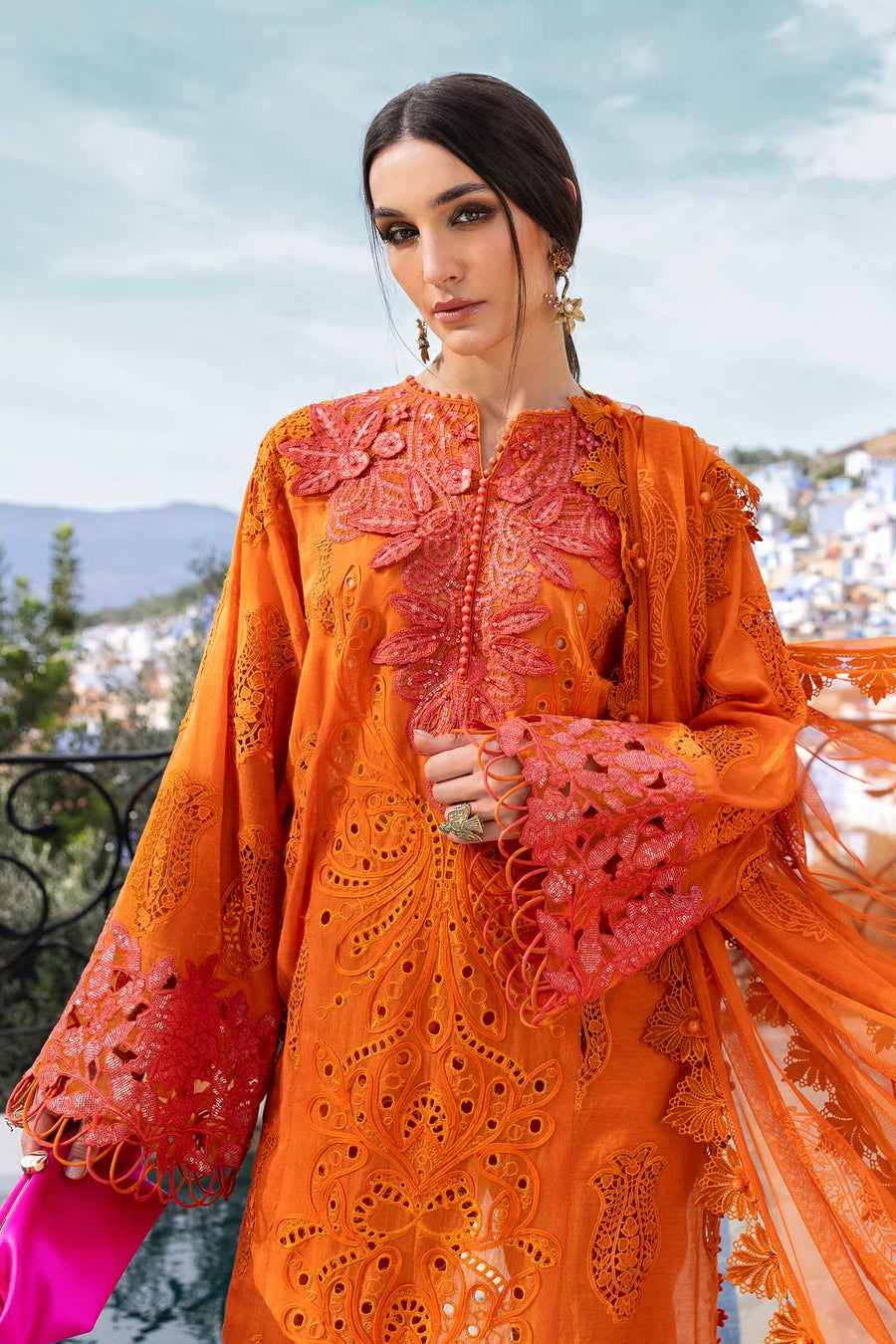 Buy from khaslibaas mariab | Voyage a’Luxe Luxury Lawn '25 - 3 piece unstitched embroidered lawn suit for women ( D-05B).choose good quality brands like Maria b Sobia Nazir Various Pakistani branded dresses summer fabric, elegant design, perfect for casual & formal wear.delivery available in UK, USA,Australia, Canada, UAE, Dubai and other countries... 