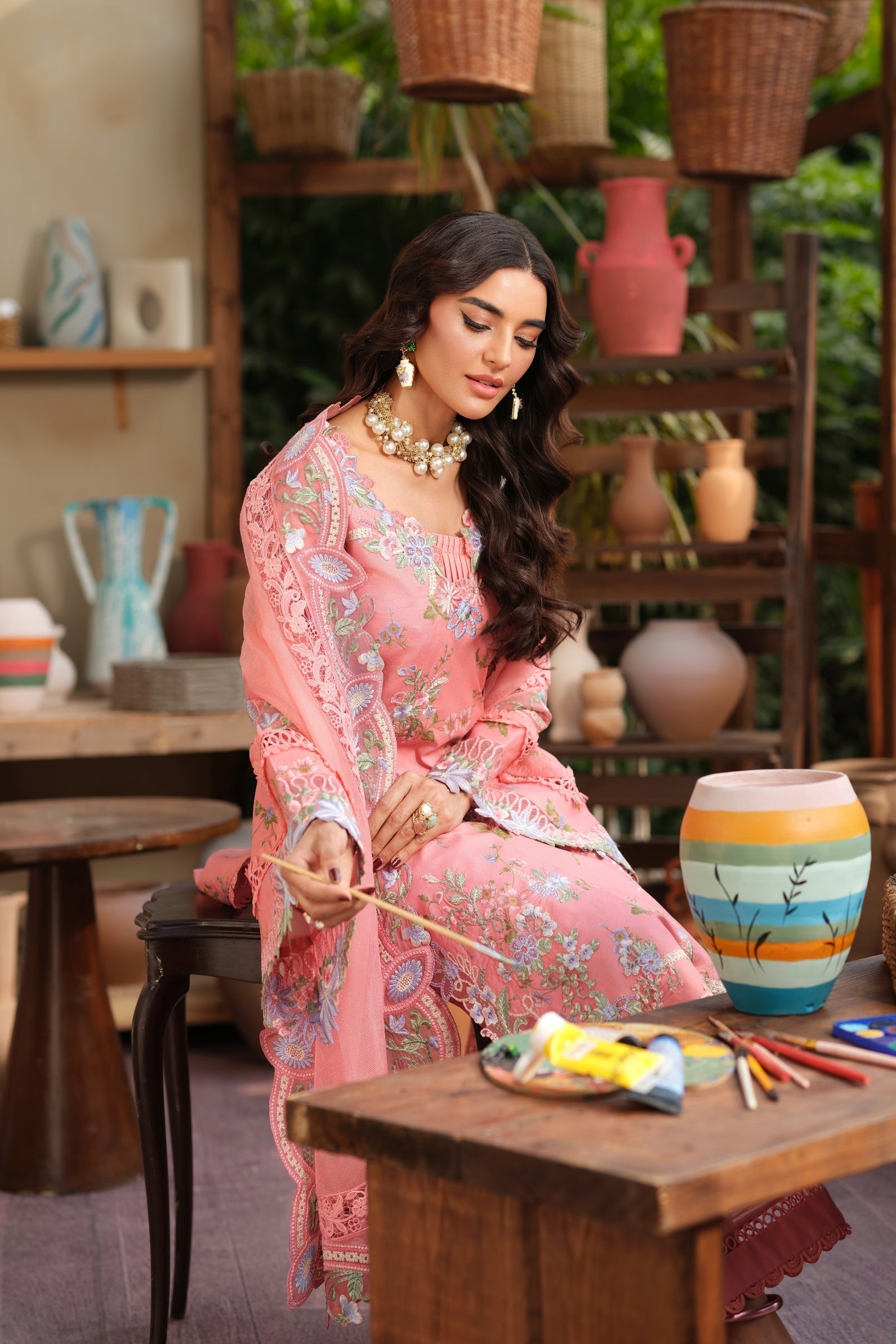 Buy from khaslibaas | Maryam Hussain Luxury Lawn '26 | 3 piece unstitched embroidered lawn suit for women (Dimple).choose good quality brands like Maria b, Sobia Nazir zainab Chottani Various Pakistani branded dresses summer fabric, elegant design, perfect for casual & formal wear.delivery available in UK, USA, Canada, UAE, Dubai and other countries... 