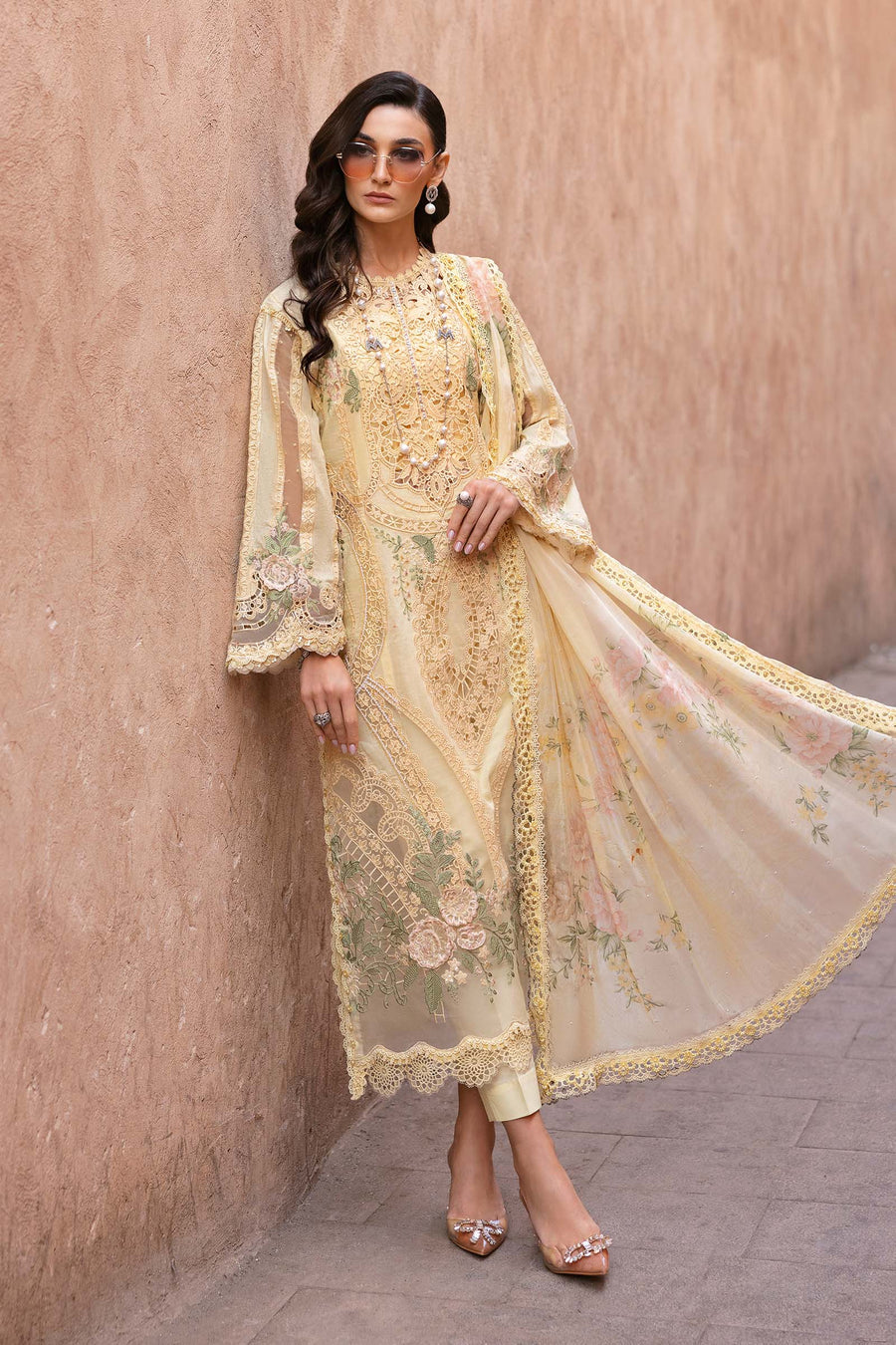 Buy from khaslibaas mariab | Voyage a’Luxe Luxury Lawn '25 - 3 piece unstitched embroidered lawn suit for women ( D-09A).choose good quality brands like Maria b Sobia Nazir Various Pakistani branded dresses summer fabric, elegant design, perfect for casual & formal wear.delivery available in UK, USA,Australia, Canada, UAE, Dubai and other countries... 