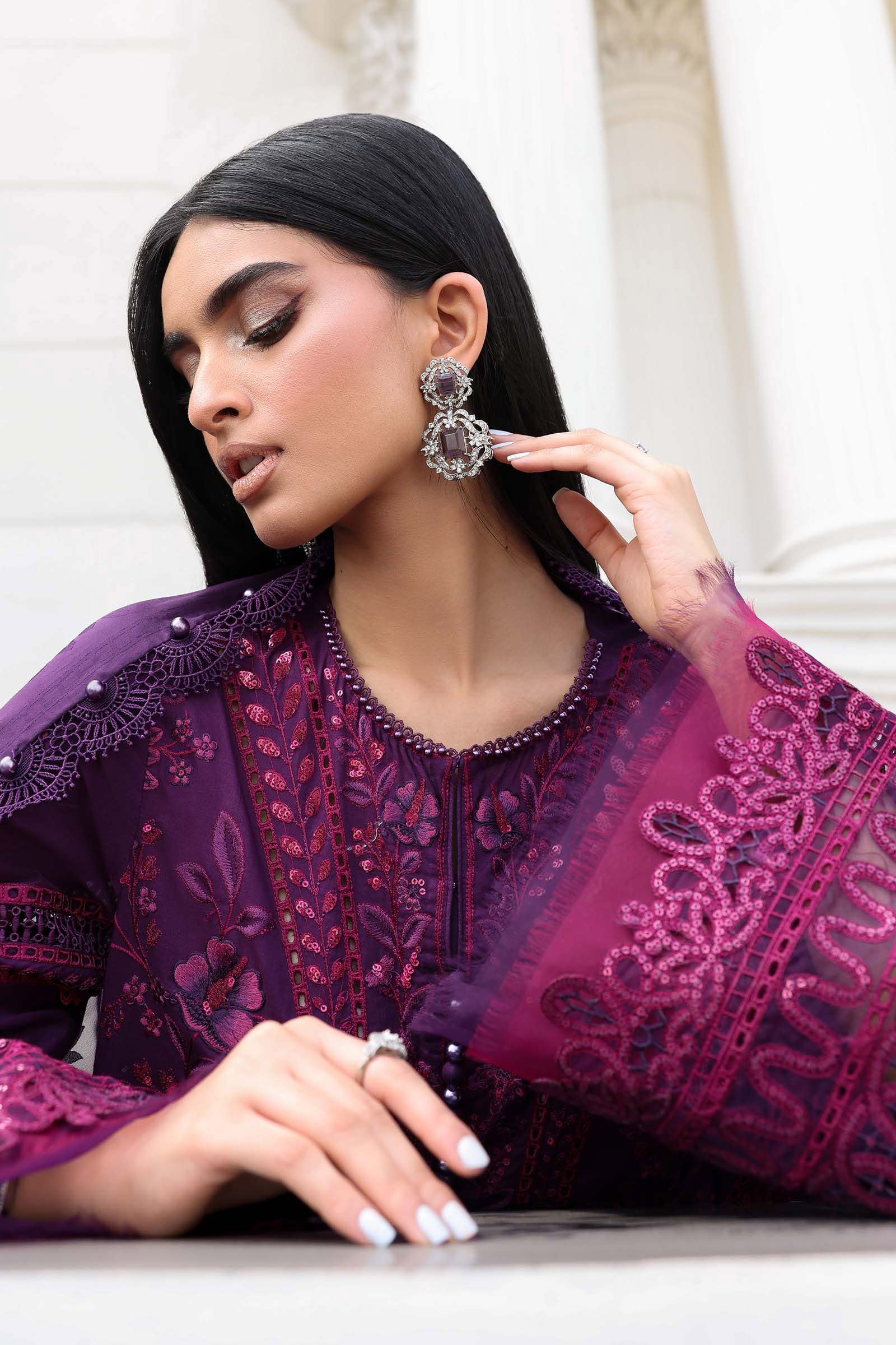 Buy from khaslibaas mariab Luxury lawn Eid II - 3 piece unstitched embroidered lawn suit for women ( D-14).choose good quality brands like Maria b Sobia Nazir Various Pakistani branded dresses summer fabric, elegant design, perfect for casual & formal wear.delivery available in UK, USA,Australia, Canada, UAE, Dubai and other countries... 