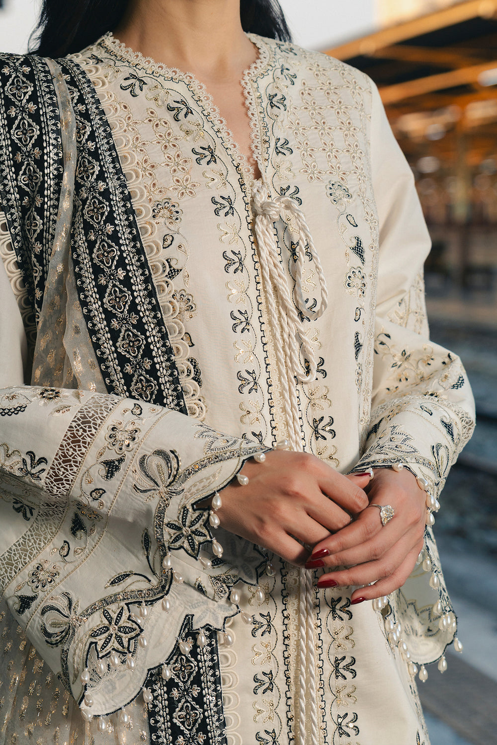 Buy Afrozeh | Mulaqaat'26 - KHAWAAB Embroidered  Suit 3 Pcs Unstitched | Women Summer Dresses 2026.choose good quality brands like Maria b zainab Chottani, Hussain Rehar, sobia nazir etc... Various Pakistani branded dresses summer fabric, elegant design, perfect for casual & formal wear also shop eid collections from khaslibaas .delivery available in UK, USA, Canada, UAE, Dubai and other countries... 