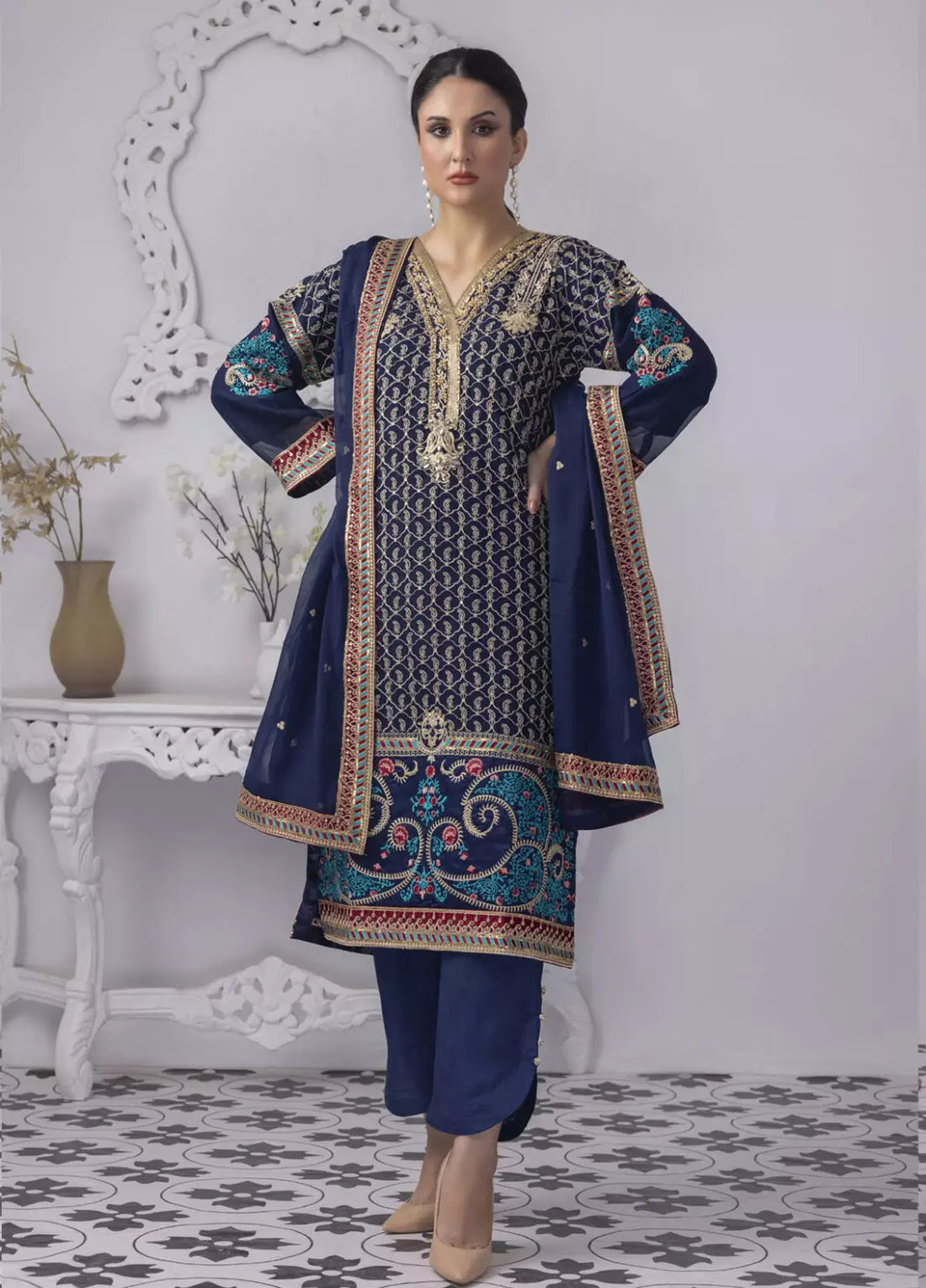 Buy Mansoob By Polawn PD-23-105 Ready to Wear.choose good quality brands like Maria b zainab Chottani, Hussain Rehar etc... Various Pakistani branded dresses summer fabric, elegant design, perfect for casual & formal wear also shop eid collections from khaslibaas .delivery available in UK, USA, Canada, UAE, Dubai and other countries... 