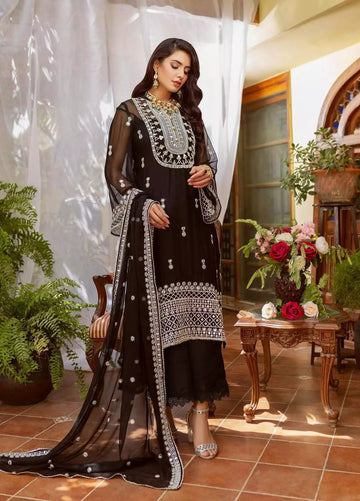 Buy Naushad Imdad Black Luxury chiffon. choose good quality brands like Maria b zainab Chottani, Hussain Rehar etc... Various Pakistani branded dresses summer fabric, elegant design, perfect for casual & formal wear also shop eid collections from khaslibaas .delivery available in UK, USA, Canada, UAE, Dubai and other countries...